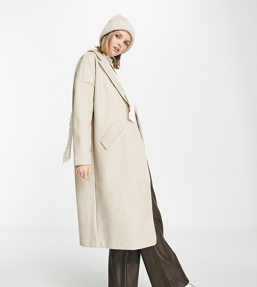 Only Petite longline coat in stone-Neutral