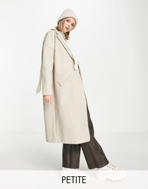 Only Petite longline coat in stone