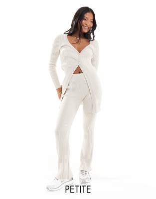 loose fit knit pants in beige - part of a set-Neutral