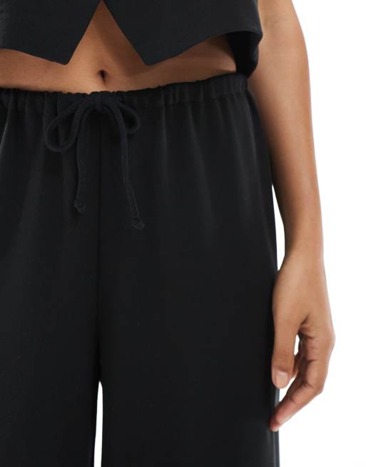 ONLY Petite loose fit tailored pants with string detail in black (part of a set), 5 of 5