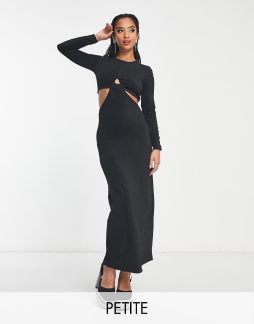 Petite black maxi outlet dress with sleeves