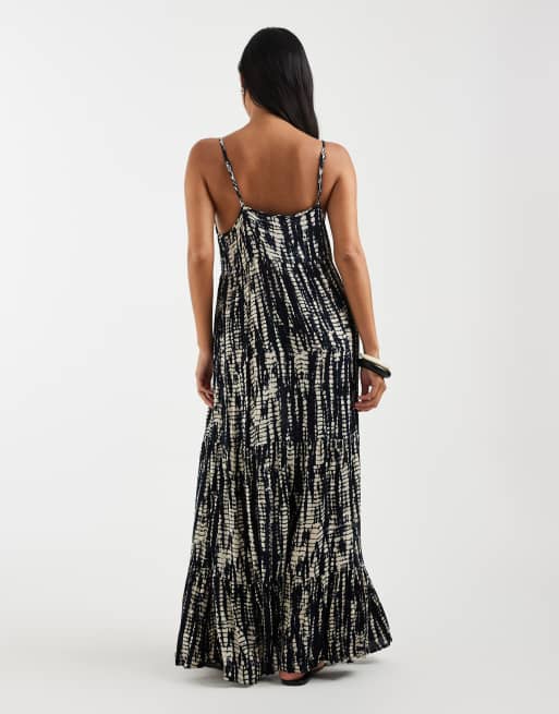 ONLY Petite - Maxi jurk met abstracte print in marineblauw, 3 van 4