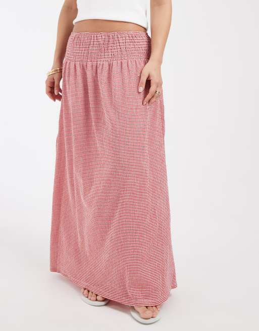 ONLY Petite maxi skirt in red gingham, 3 of 5
