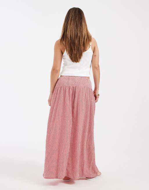 ONLY Petite maxi skirt in red gingham, 5 of 5