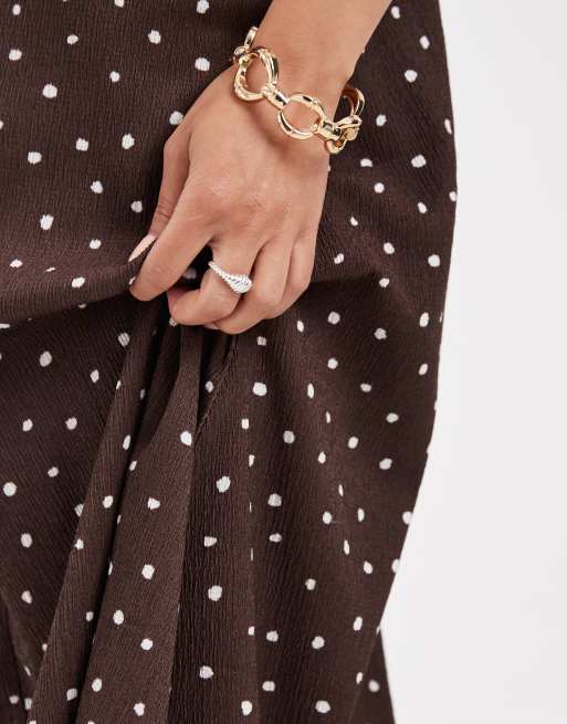 ONLY Petite midaxi dress in brown polka dots, 3 of 4