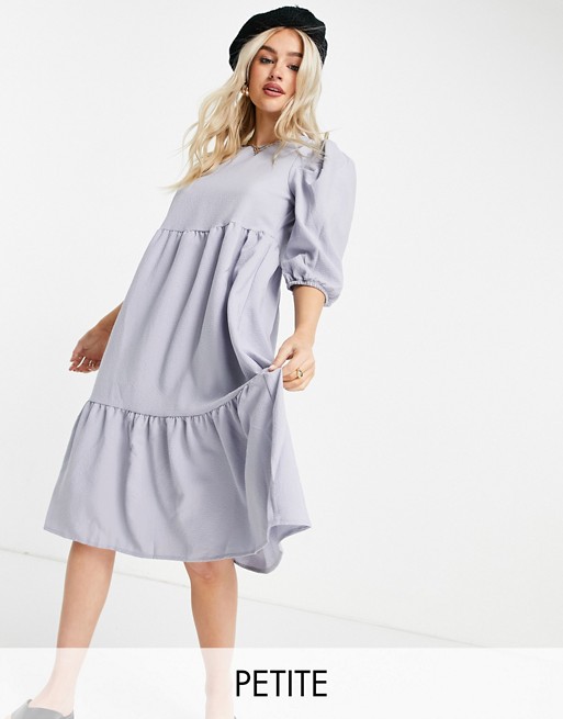 Only Petite midi smock dress with tiering in lilac