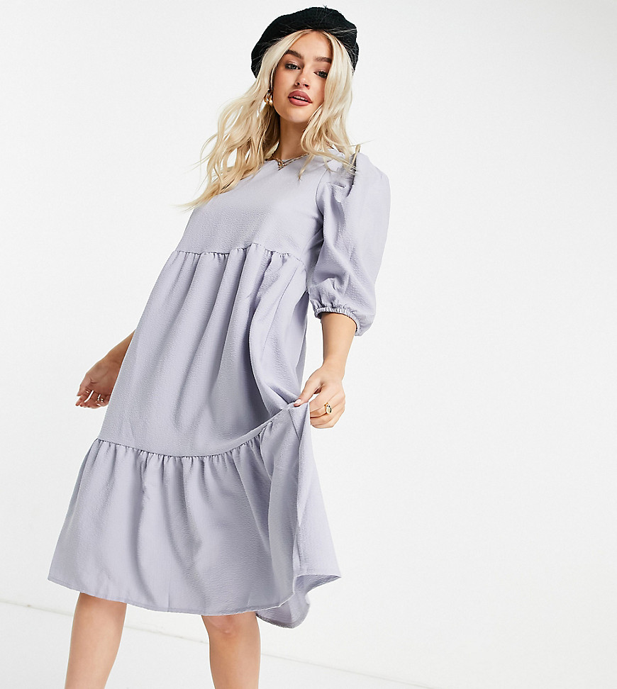 Only Petite midi smock dress with tiering in lilac-Purple