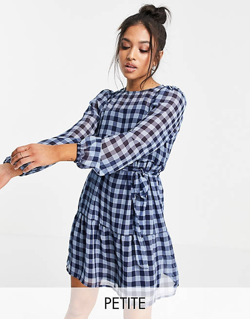Only Petite mini dress in blue and black gingham