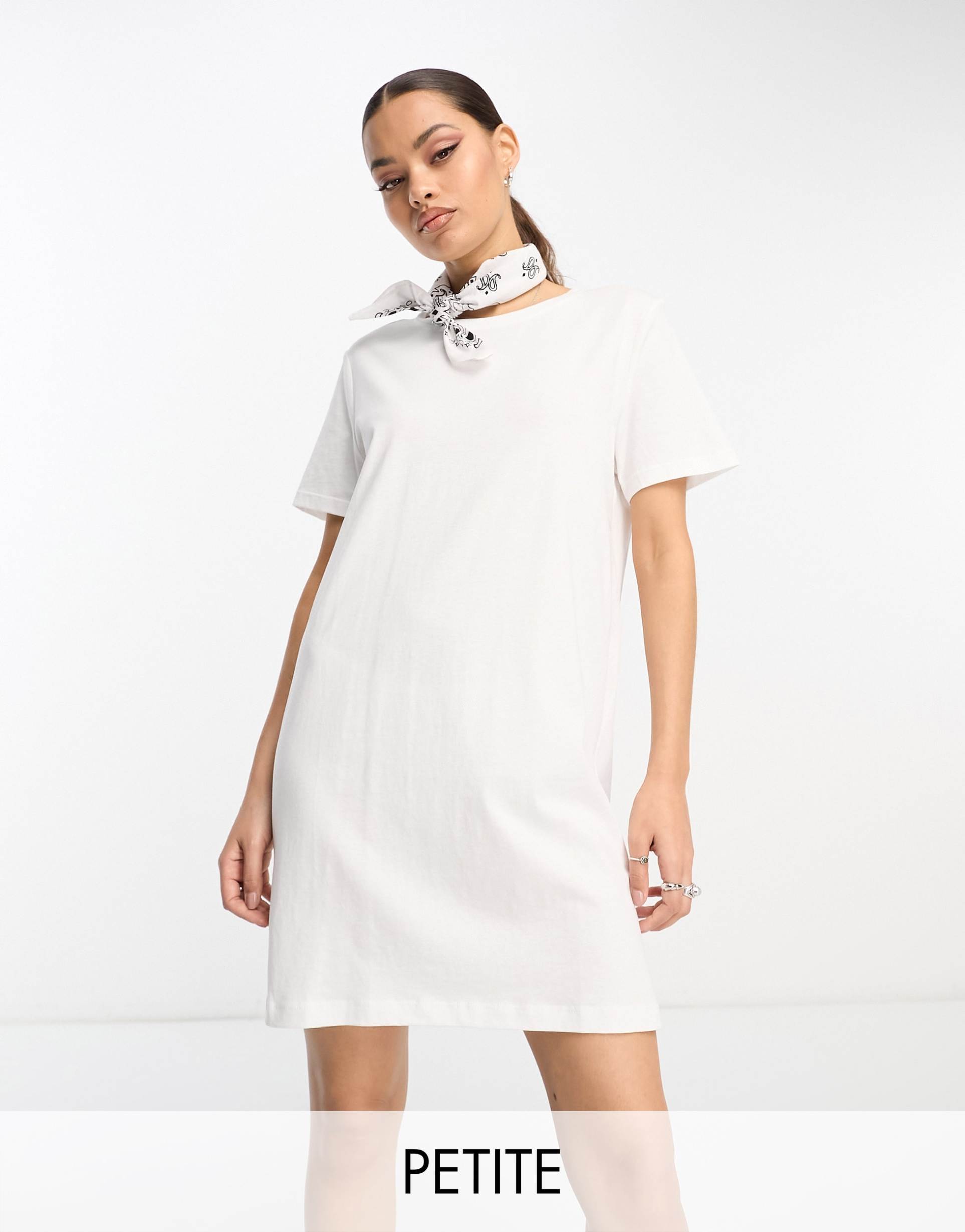 only petite mini t-shirt dress in white