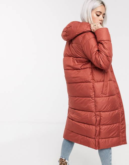 Rust long padded store coat