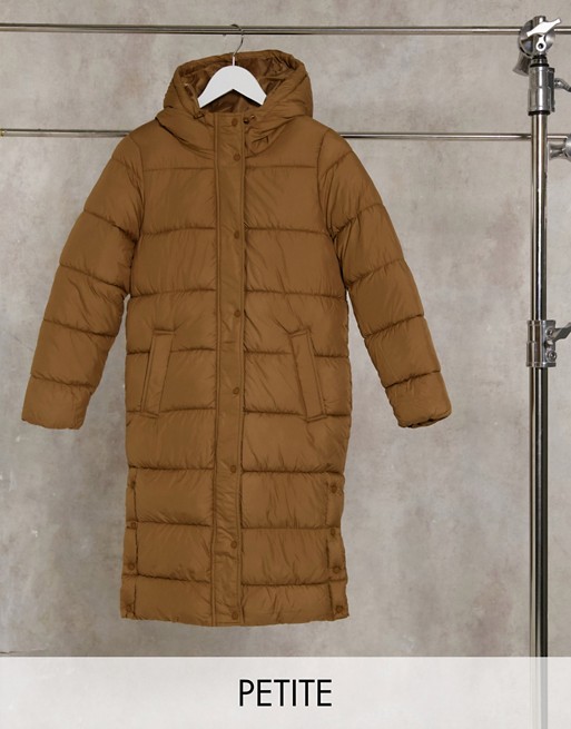 Only Petite padded jacket in brown