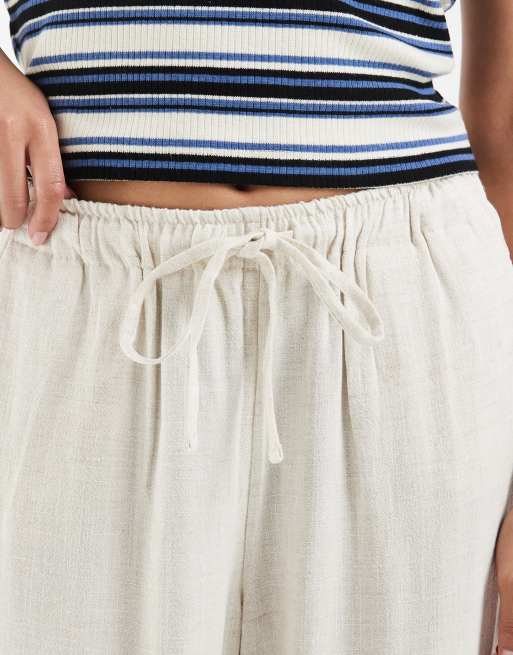 Only Petite - Pantalon ample en lin mélangé à enfiler - Beige, 3 de 5