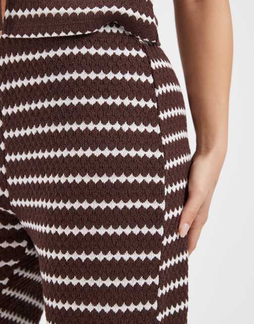 Only Petite - Pantalon d'ensemble en maille à rayures - Marron, 4 de 5