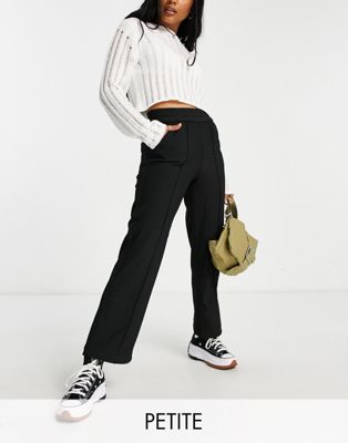 Only Petite stretch waist straight leg trousers in black - ASOS Price Checker