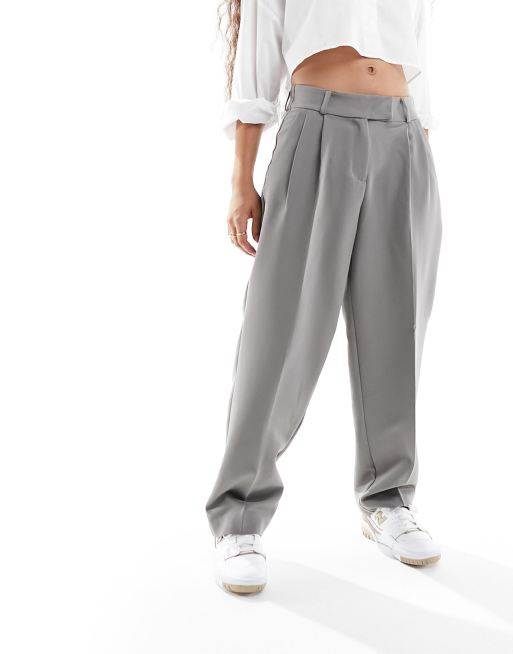 Only Petite Pantalon droit ajust coupe dad Gris ASOS