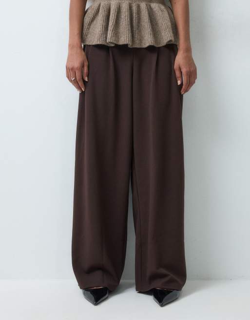 ONLY Petite pantalones de sastre en marrón chocolate, 4 de 5