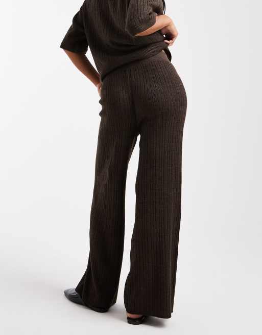ONLY Petite - Pantaloni in maglia marrone cioccolato in coordinato, 4 di 5