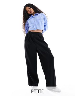 ONLY Petite pleat front tailored trousers in black | ASOS