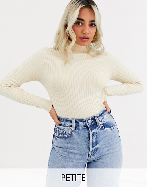 Only Petite rib knitted roll neck top