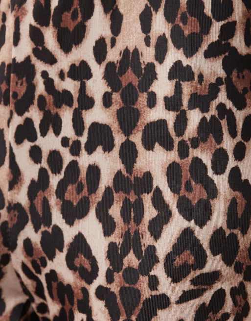 ONLY Petite - Ribstrikkede bukser med svaj og leopardprint, 4 af 5