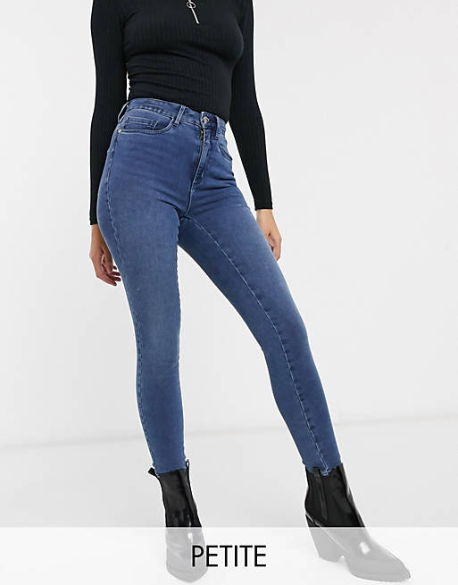 Only Petite Royal high waist skinny jean in mid blue