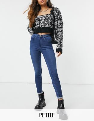 Only Petite Royal high waist skinny jeans in blue - ASOS Price Checker