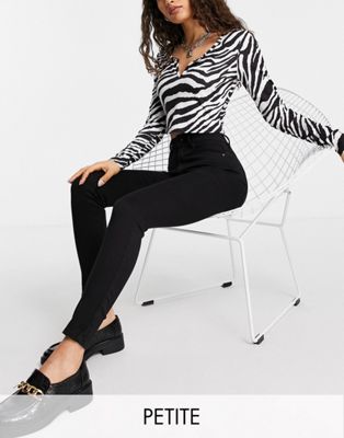 Only Petite Royal high waisted skinny jeans in black - ASOS Price Checker