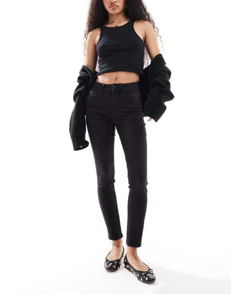 Only Petite - Royal - Jeans skinny a vita alta nero slavato - view 1