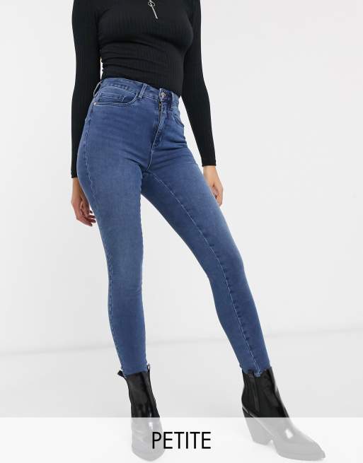 Only Petite - Royal - Skinny jeans met hoge taille in middenblauw