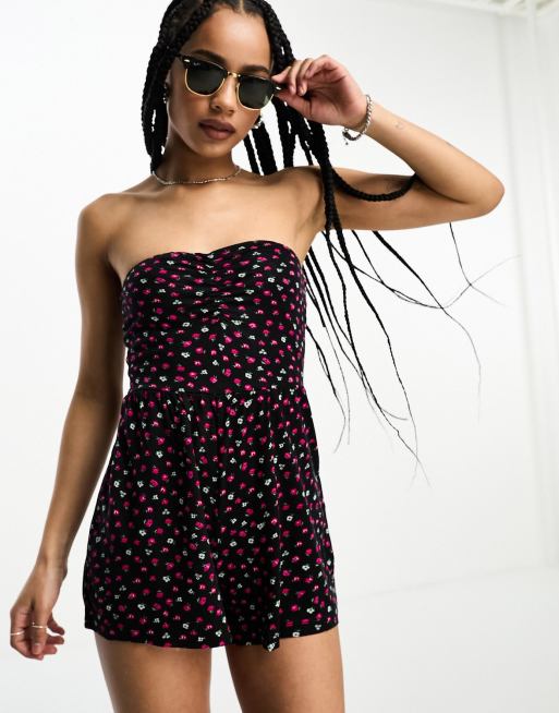 Miss Selfridge strappy romper in cherry print