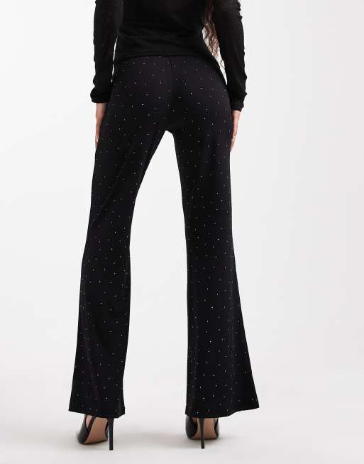 ONLY Petite – Schlaghose in Schwarz mit Strass, 2 von 5