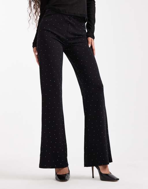 ONLY Petite – Schlaghose in Schwarz mit Strass, 3 von 5