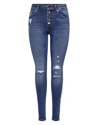 ONLY Petite - Skinny-Fit-Denimjeans in Mittelblau