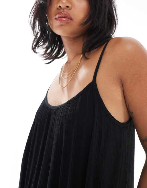 ONLY Petite - Sort cami-maxikjole med tekstur, 4 af 4
