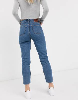 mid blue straight leg jeans