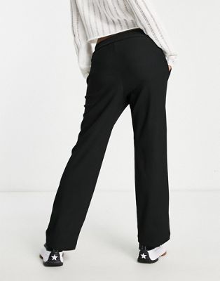 Only Tall stretch waist straight leg pants in black
