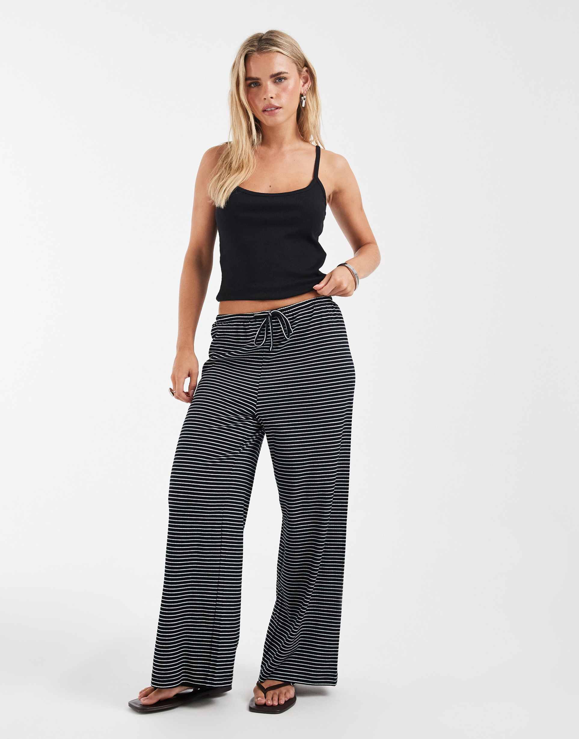 only petite striped pants in black