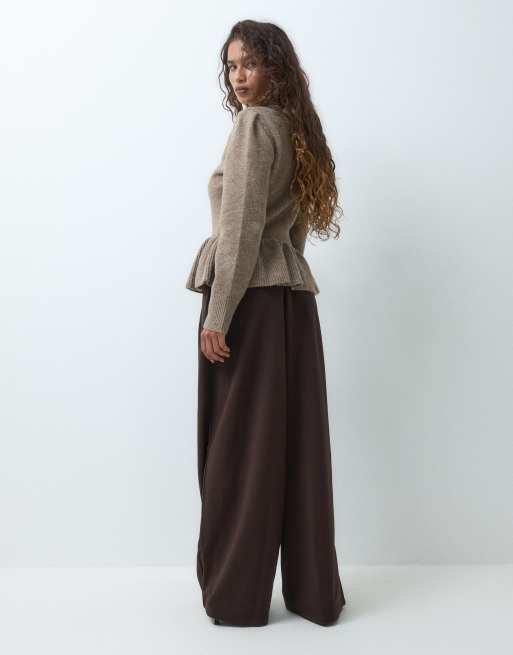 ONLY Petite tailored pants in chocolate brown, 5 of 5