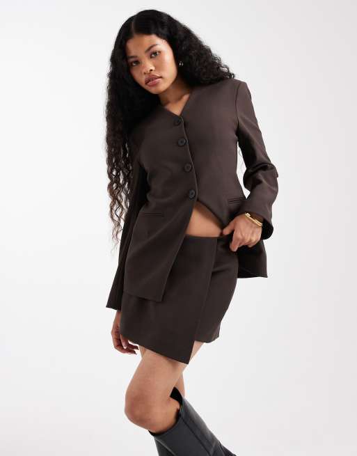 ONLY Petite tailored skort in brown - part of a set, 2 of 5