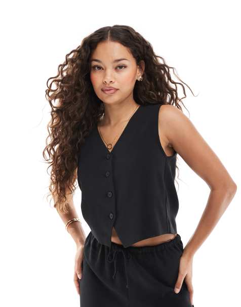 ONLY Petite tailored waistcoat in black (part of a set) - view 1