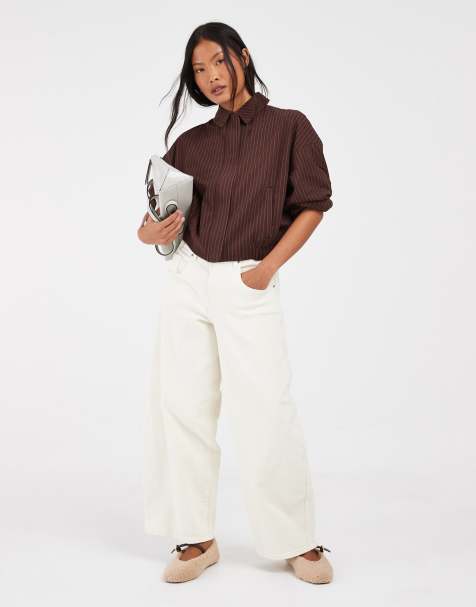 ONLY Petite Tamy barrel jeans in ecru - view 1