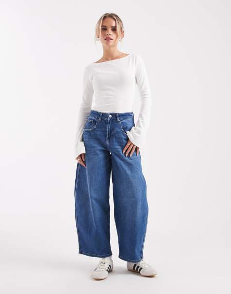 ONLY Petite – Tamy – Niebieskie jeansy barrel - view 1