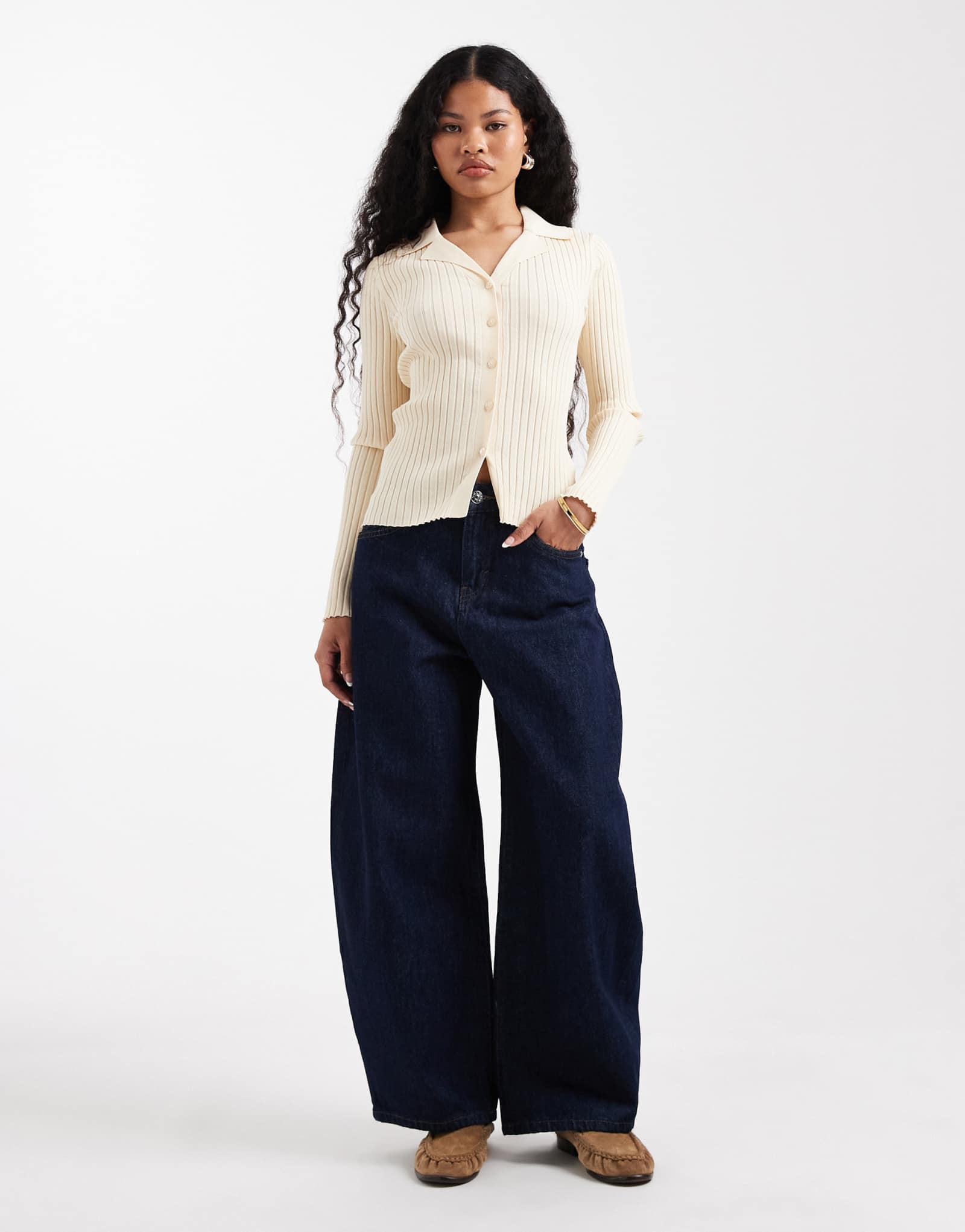 Темно-синие джинсы-бочонки ONLY Petite Taylor с высокой талией