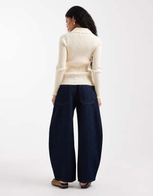 Only Petite Taylor High Waist Barrel Jeans In Blue