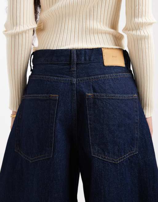 ONLY Petite Taylor high waist barrel jeans in dark blue, 4 of 5