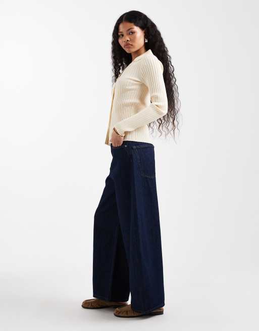 ONLY Petite - Taylor - Højtaljede mørkeblå jeans med barrel-ben, 3 af 5