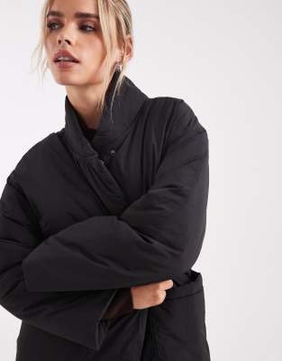 Only Petite Tie Waist Maxi Coat In Black