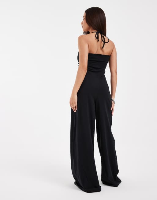 ONLY Petite - Tuta jumpsuit allacciata al collo nera, 4 di 4