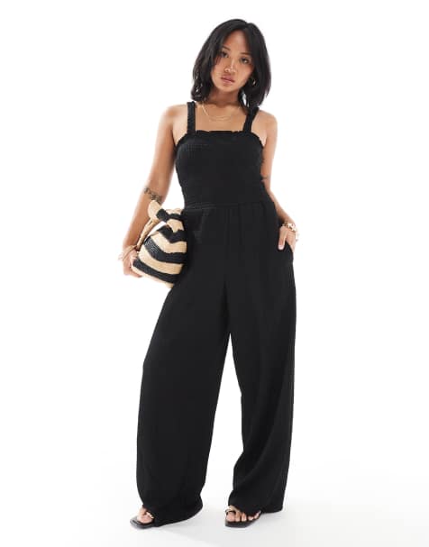 ONLY Petite - Tuta jumpsuit nera arricciata - view 1