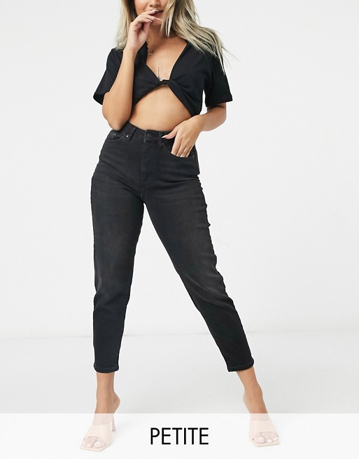 Only Petite Veneda mom jeans in washed black